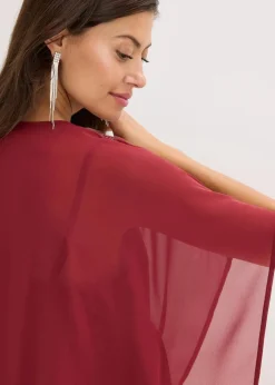 bonprix Bekleidung·Jacken & Mäntel|Festliche Mode^Oversize-Bluse mit Pailletten-Einsatz rubinrot
