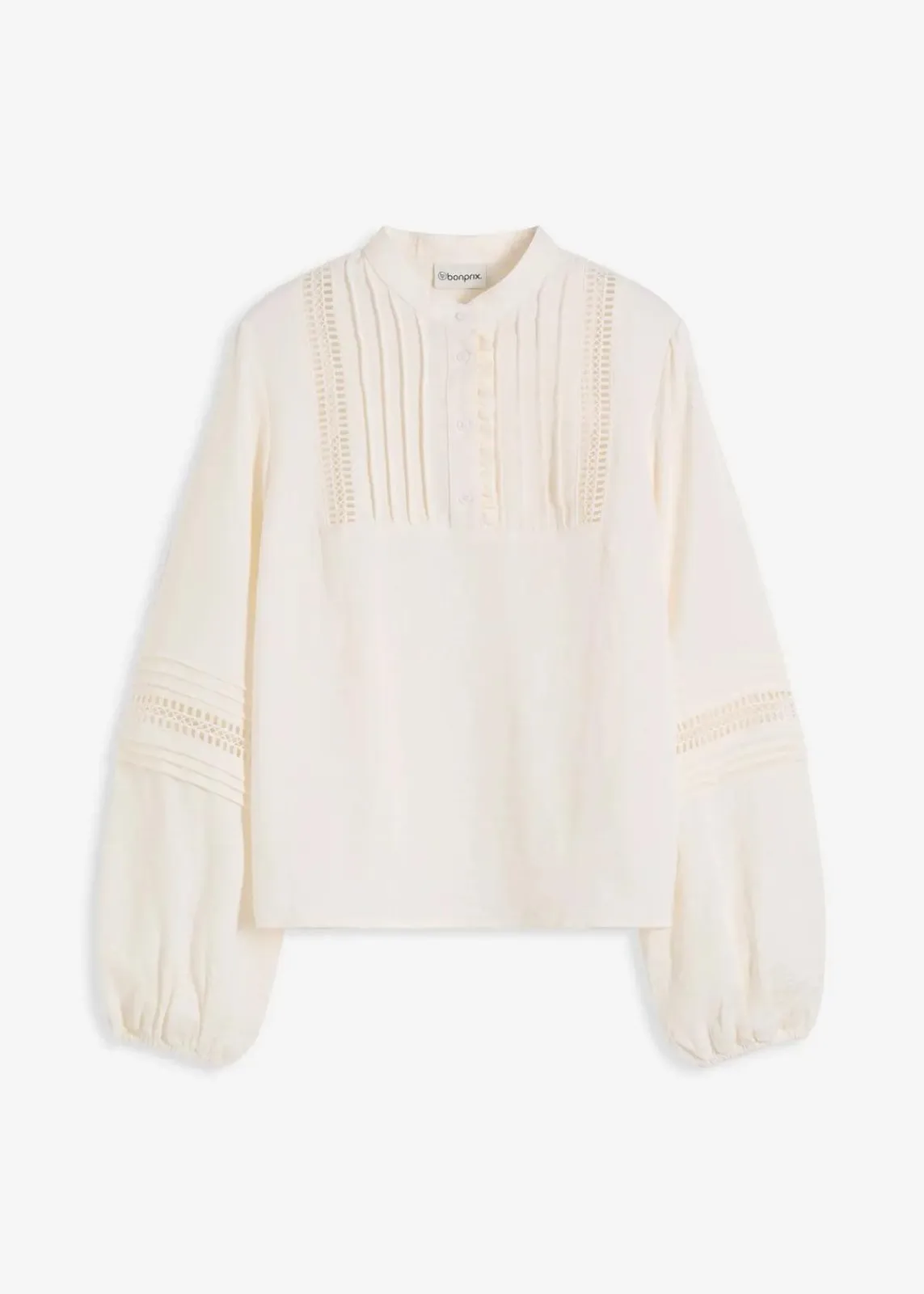 bonprix Bekleidung·Jacken & Mäntel|Blusen & Tuniken^Oversize-Bluse mit Verzierungen wollweiß