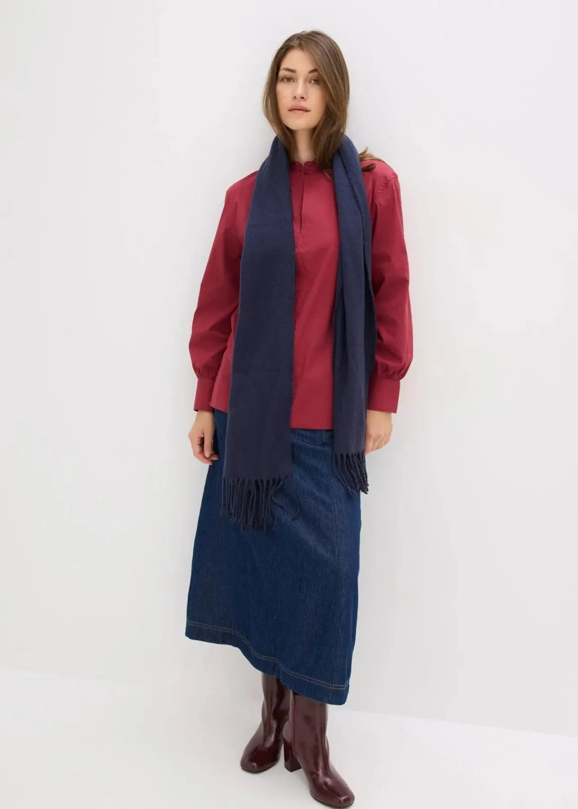 bonprix Blusen & Tuniken|Bekleidung·Jacken & Mäntel^Oversize-Bluse mit Volumenärmel pflaumenrot