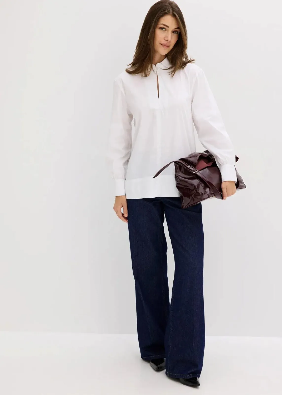 bonprix Bekleidung·Jacken & Mäntel|Blusen & Tuniken^Oversize-Bluse mit Volumenärmel weiß