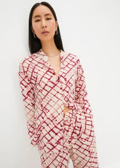 bonprix Bekleidung·Jacken & Mäntel|Blusen & Tuniken^Oversized Bluse violett/natur batik