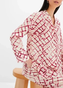 bonprix Bekleidung·Jacken & Mäntel|Blusen & Tuniken^Oversized Bluse violett/natur batik