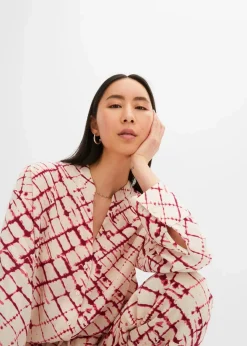 bonprix Bekleidung·Jacken & Mäntel|Blusen & Tuniken^Oversized Bluse violett/natur batik