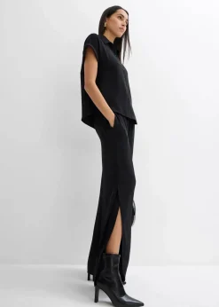 bonprix Zweiteiler & Sets|Blusen & Tuniken^Oversized Bluse aus strukturiertem Crêpe schwarz