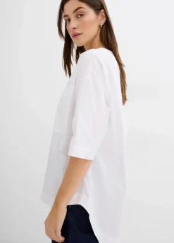 bonprix Bekleidung·Jacken & Mäntel|Blusen & Tuniken^Oversized Blusenshirt weiß