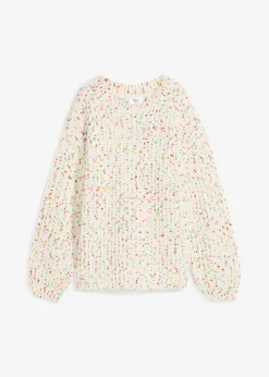 bonprix Bekleidung·Umstandsmode|Bekleidung·Jeans^Oversized Grobstrick-Pullover wollweiß gepunktet