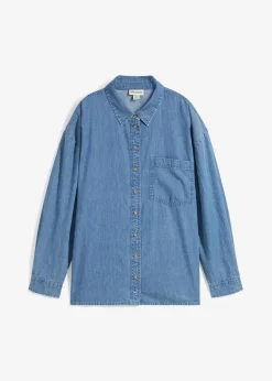 bonprix Blusen & Tuniken|Nachhaltigere Materialien^Oversized Jeanshemd aus Bio-Baumwolle hellblau denim