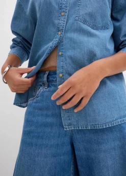 bonprix Blusen & Tuniken|Nachhaltigere Materialien^Oversized Jeanshemd aus Bio-Baumwolle hellblau denim