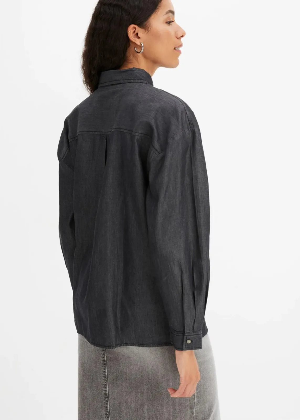 bonprix Bekleidung·Jacken & Mäntel|Nachhaltigere Materialien^Oversized Jeanshemd aus Bio-Baumwolle dunkelgrau denim