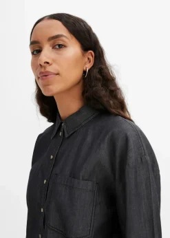 bonprix Bekleidung·Jacken & Mäntel|Nachhaltigere Materialien^Oversized Jeanshemd aus Bio-Baumwolle dunkelgrau denim