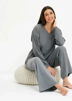 bonprix Homewear|Nachtwäsche^Oversized Loungewear Hausanzug aus weicher Rippe grau meliert