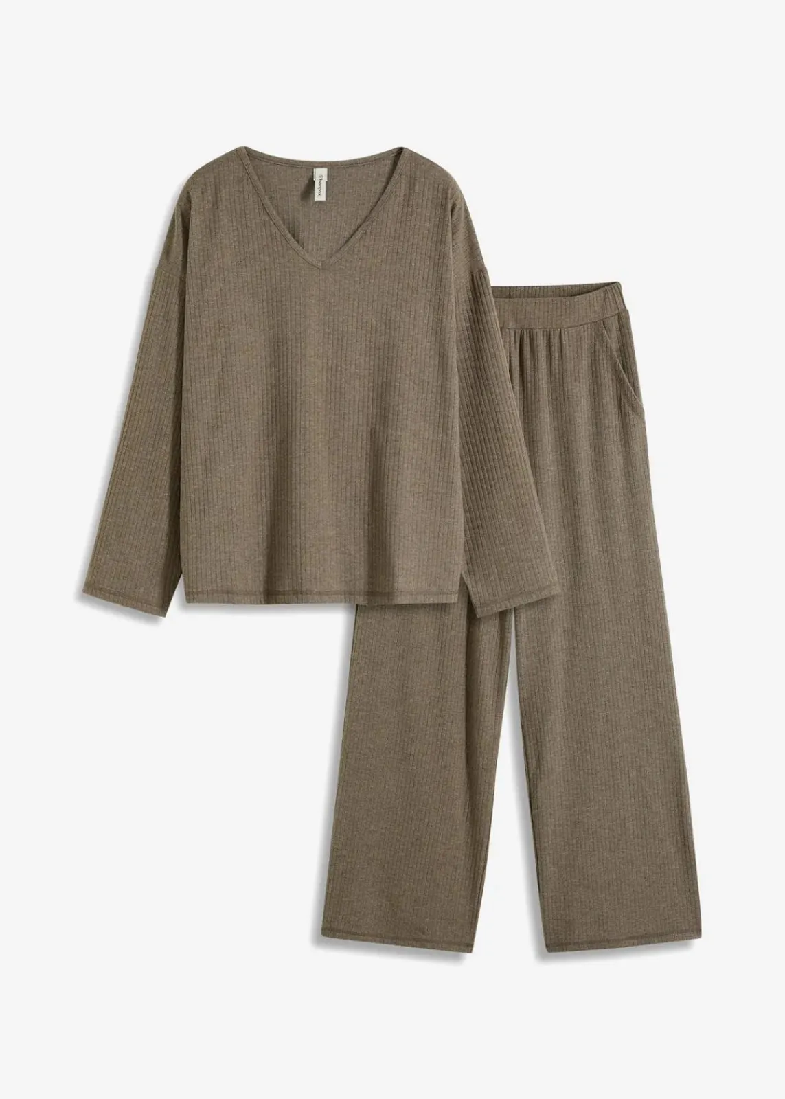 bonprix Wäsche·Homewear|Wäsche·Nachtwäsche^Oversized Loungewear Hausanzug aus weicher Rippe braun meliert