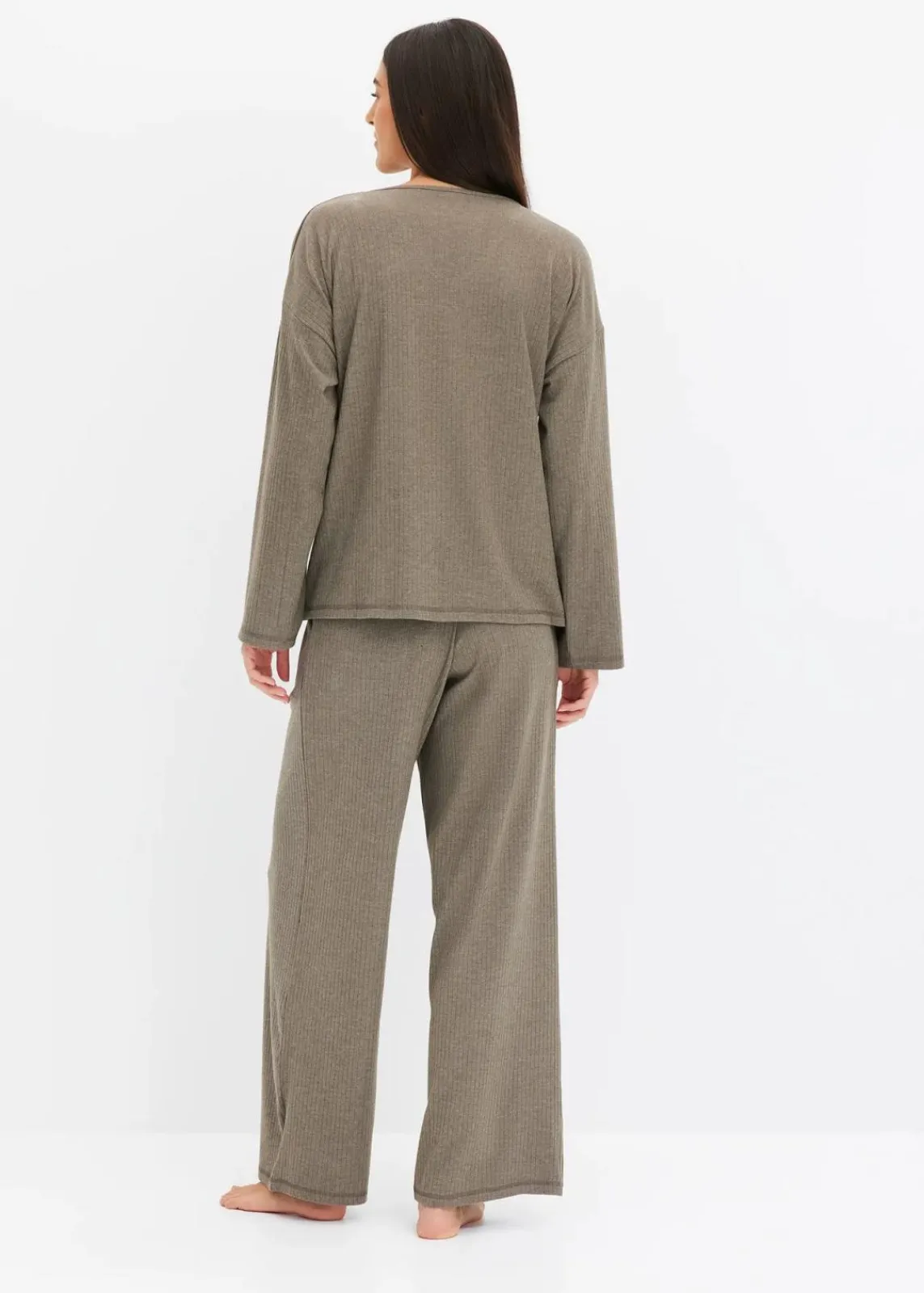 bonprix Wäsche·Homewear|Wäsche·Nachtwäsche^Oversized Loungewear Hausanzug aus weicher Rippe braun meliert