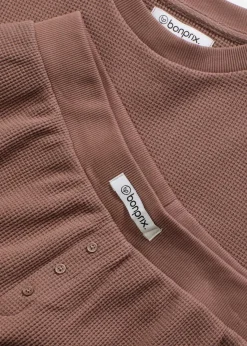bonprix Wäsche·Homewear|Wäsche·Nachtwäsche^Oversized Loungewear Shorty Hausanzug aus Waffeljersey matt braun