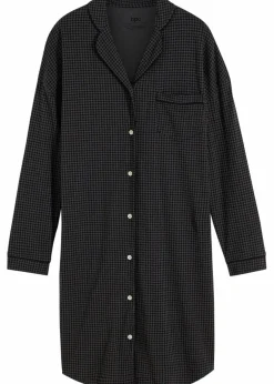 bonprix Wäsche·Basics|Wäsche·Nachtwäsche^Oversized Nachthemd aus reiner Baumwolle schwarz/grau gemustert