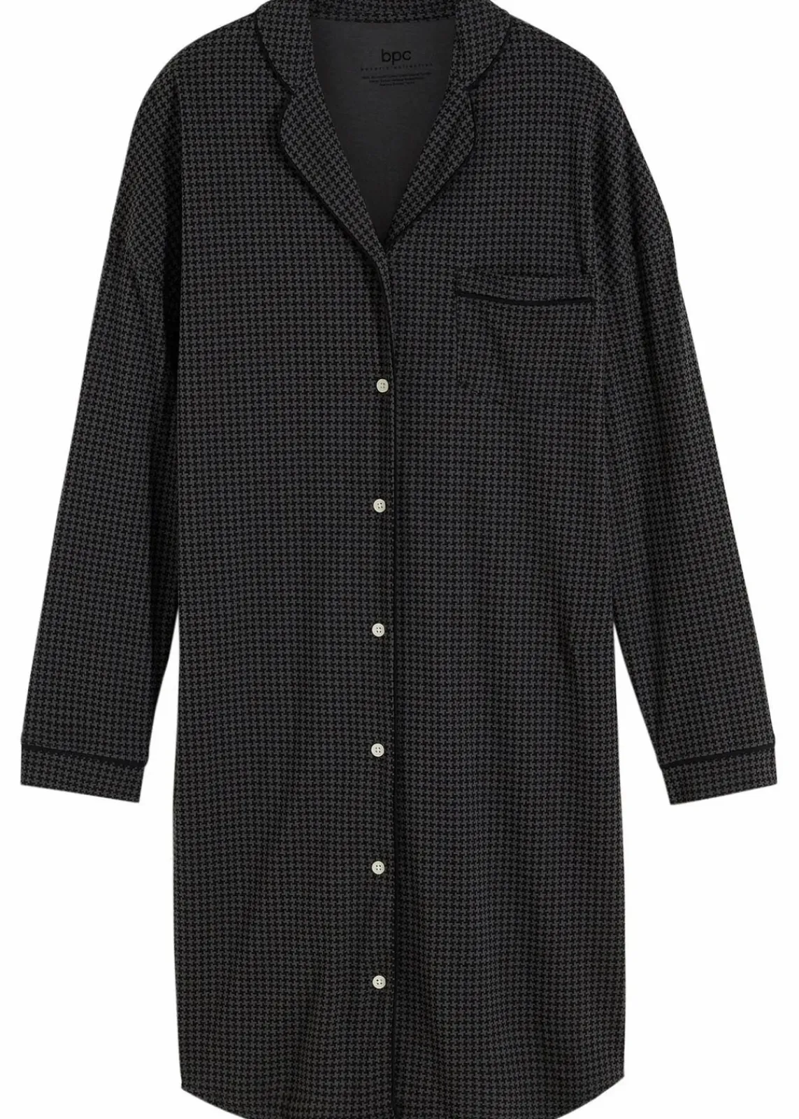 bonprix Wäsche·Basics|Wäsche·Nachtwäsche^Oversized Nachthemd aus reiner Baumwolle schwarz/grau gemustert