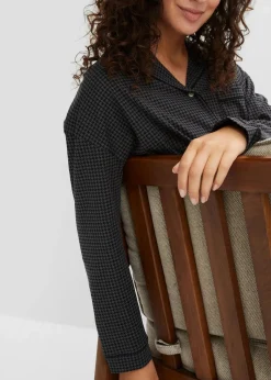 bonprix Wäsche·Basics|Wäsche·Nachtwäsche^Oversized Nachthemd aus reiner Baumwolle schwarz/grau gemustert