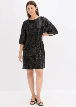 bonprix Festliche Mode|Kleider^Oversized Paillettenkleid schwarz