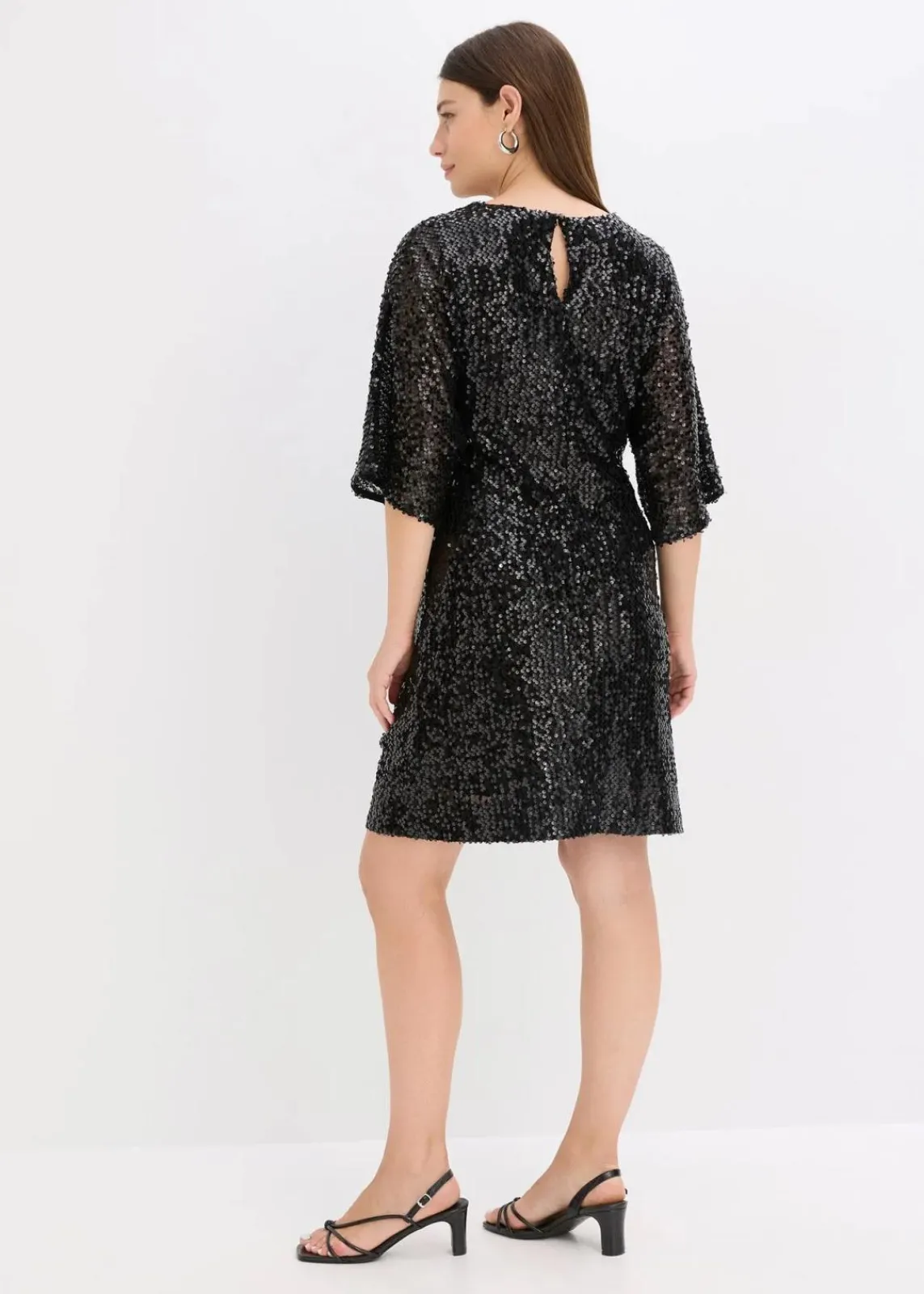 bonprix Festliche Mode|Kleider^Oversized Paillettenkleid schwarz