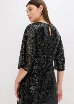 bonprix Festliche Mode|Kleider^Oversized Paillettenkleid schwarz