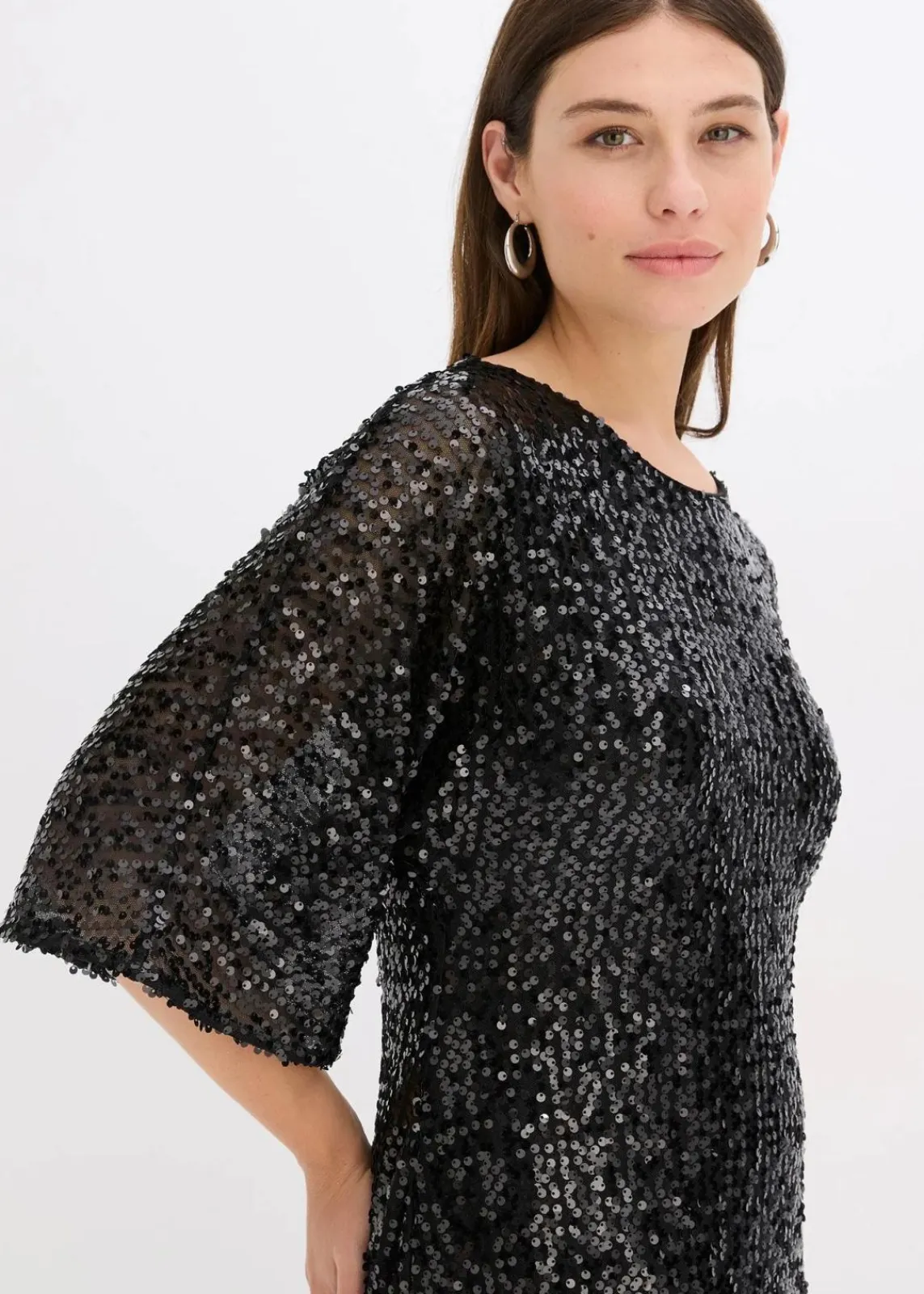 bonprix Festliche Mode|Kleider^Oversized Paillettenkleid schwarz