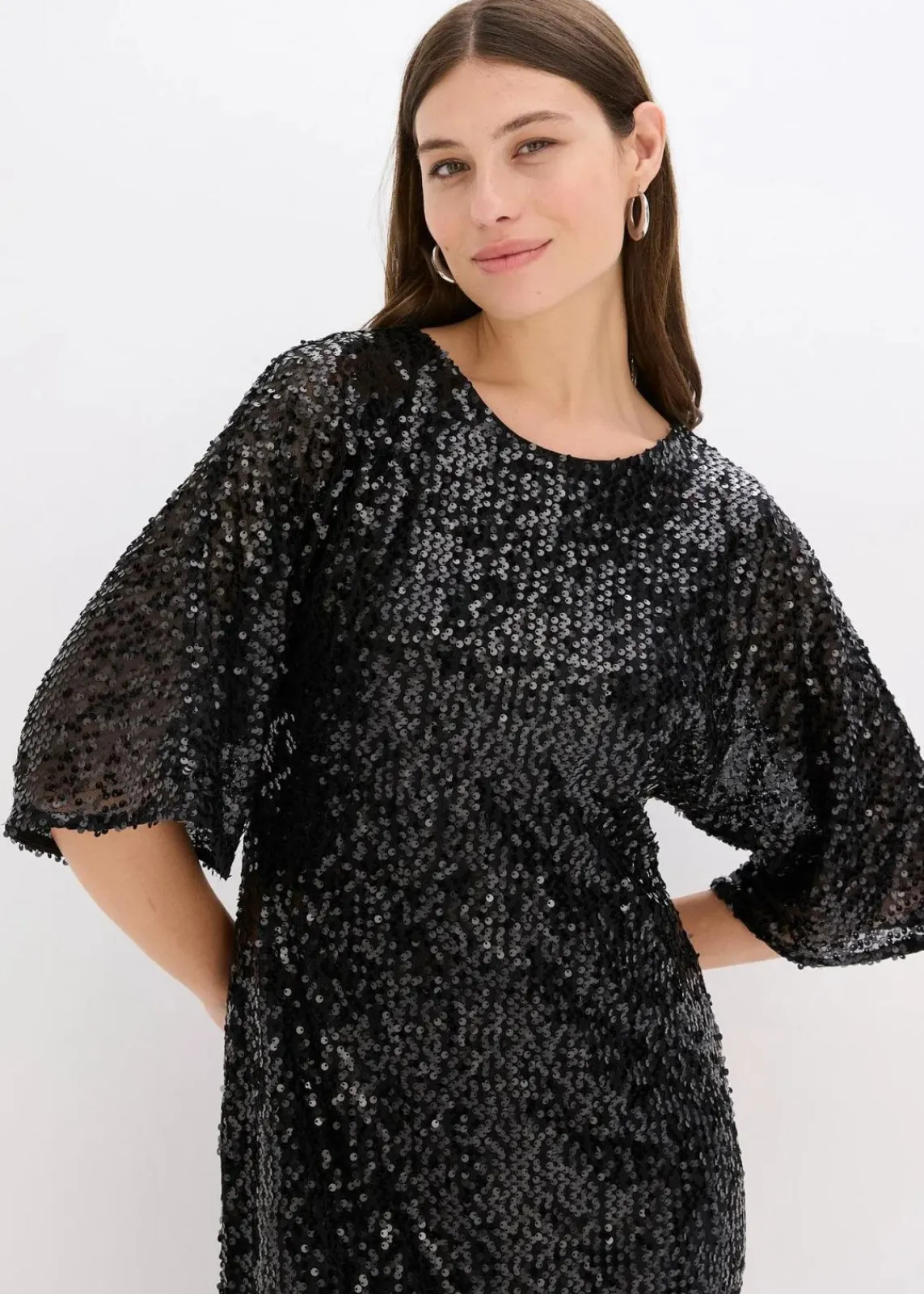 bonprix Festliche Mode|Kleider^Oversized Paillettenkleid schwarz