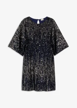 bonprix Kleider^Oversized Paillettenkleid blau/silber