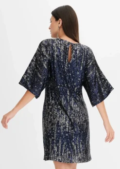 bonprix Kleider^Oversized Paillettenkleid blau/silber