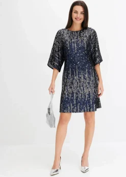 bonprix Kleider^Oversized Paillettenkleid blau/silber