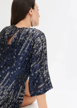 bonprix Kleider^Oversized Paillettenkleid blau/silber