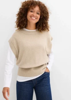 bonprix Pullover & Strickjacken|Strickmode^Oversized Pullunder sand meliert