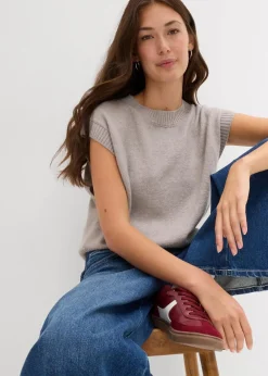 bonprix Bekleidung·Umstandsmode|Bekleidung·Jeans^Oversized Pullunder hellgrau meliert
