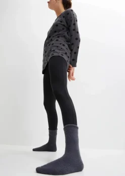 bonprix Wäsche·Nachtwäsche|Nachtwäsche^Oversized Pyjama mit Leggings schiefergrau/schwarz
