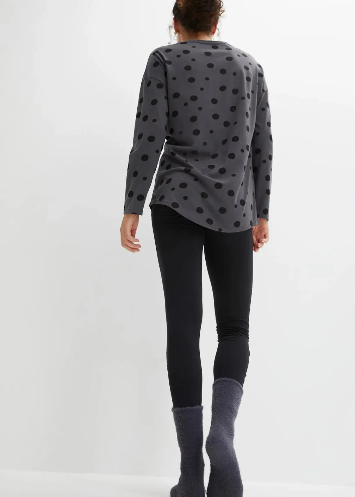 bonprix Wäsche·Nachtwäsche|Nachtwäsche^Oversized Pyjama mit Leggings schiefergrau/schwarz
