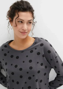 bonprix Wäsche·Nachtwäsche|Nachtwäsche^Oversized Pyjama mit Leggings schiefergrau/schwarz