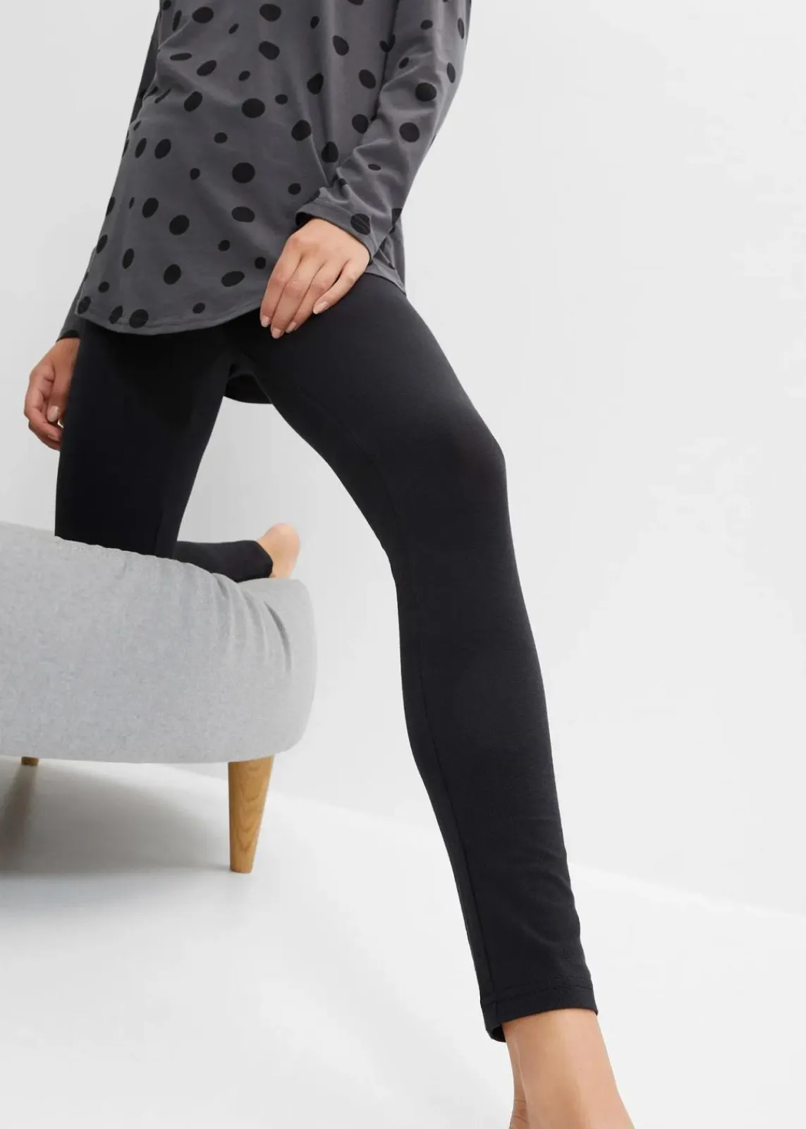 bonprix Wäsche·Nachtwäsche|Nachtwäsche^Oversized Pyjama mit Leggings schiefergrau/schwarz