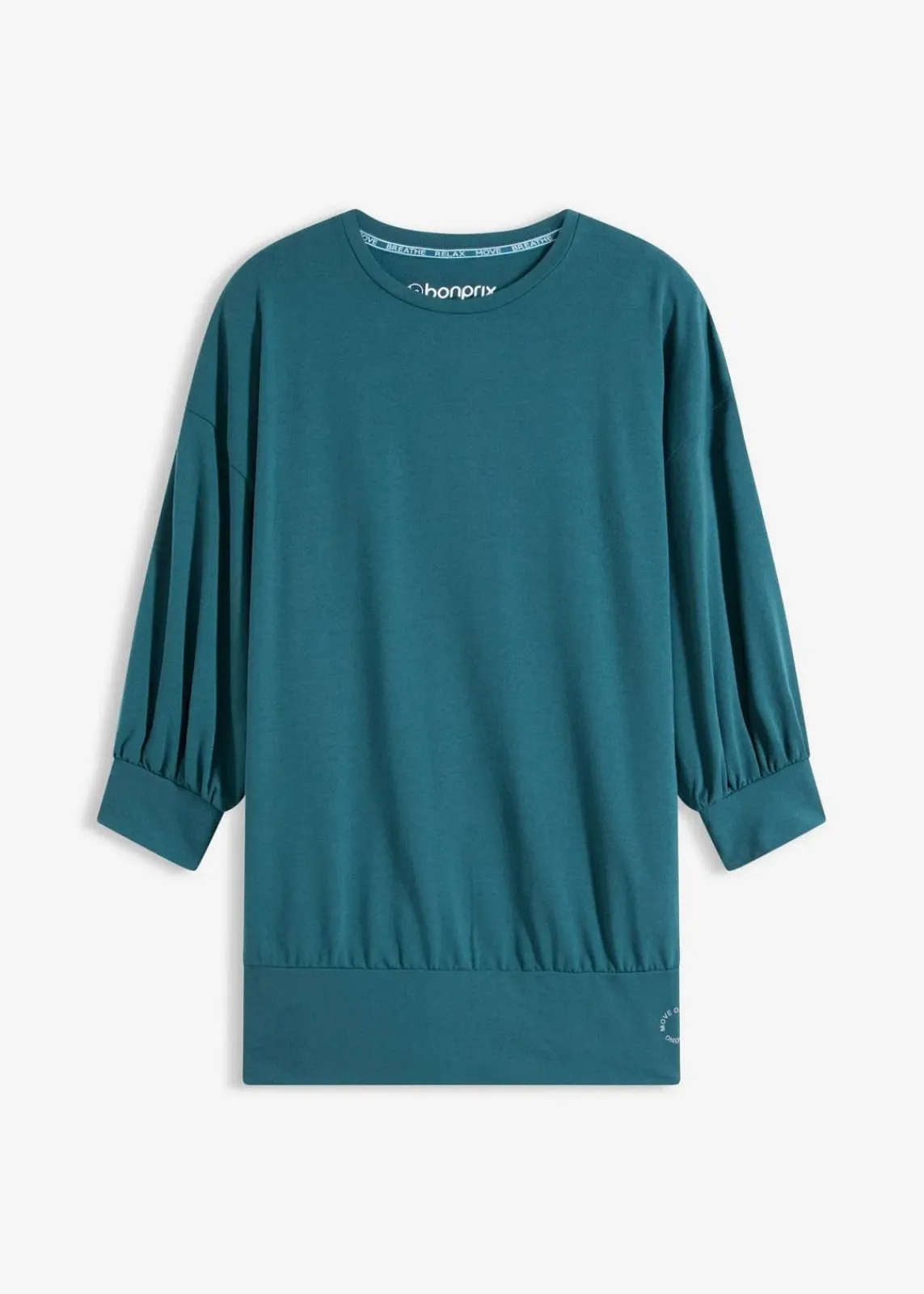bonprix Bekleidung·Sweat|Nachhaltigere Materialien^Oversized Sport-Shirt mit ¾ Arm, schnelltrocknend petrolgrün