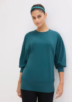 bonprix Bekleidung·Sweat|Nachhaltigere Materialien^Oversized Sport-Shirt mit ¾ Arm, schnelltrocknend petrolgrün