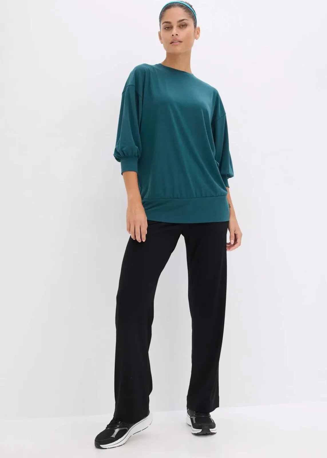 bonprix Bekleidung·Sweat|Nachhaltigere Materialien^Oversized Sport-Shirt mit ¾ Arm, schnelltrocknend petrolgrün