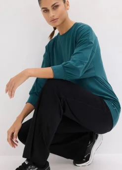 bonprix Bekleidung·Sweat|Nachhaltigere Materialien^Oversized Sport-Shirt mit ¾ Arm, schnelltrocknend petrolgrün