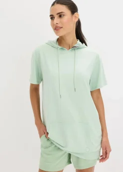 bonprix Nachhaltigere Materialien|Shirts & Tops^Oversized Sport-Shirt mit Kapuze, schnelltrocknend hellschilf