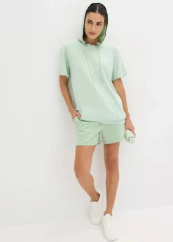 bonprix Nachhaltigere Materialien|Shirts & Tops^Oversized Sport-Shirt mit Kapuze, schnelltrocknend hellschilf