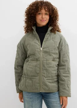 bonprix Jacken & Mäntel|Bekleidung·Hosen^Oversized Steppjacke schlammgrün washed