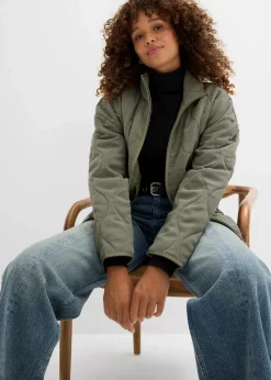 bonprix Jacken & Mäntel|Bekleidung·Hosen^Oversized Steppjacke schlammgrün washed