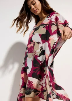 bonprix Strandmode|Kleider^Oversized Strandtunika beere graphisch