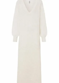 bonprix Strickmode|Kleider^Oversized Strickkleid in Midilänge wollweiß meliert