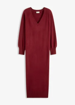 bonprix Strickmode|Kleider^Oversized Strickkleid in Midilänge rubinrot