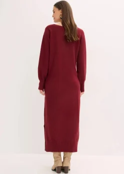 bonprix Strickmode|Kleider^Oversized Strickkleid in Midilänge rubinrot