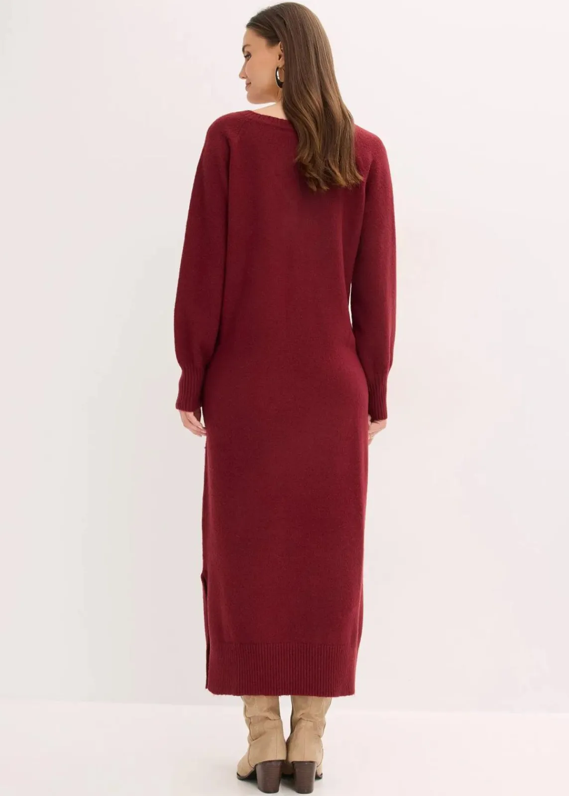 bonprix Strickmode|Kleider^Oversized Strickkleid in Midilänge rubinrot