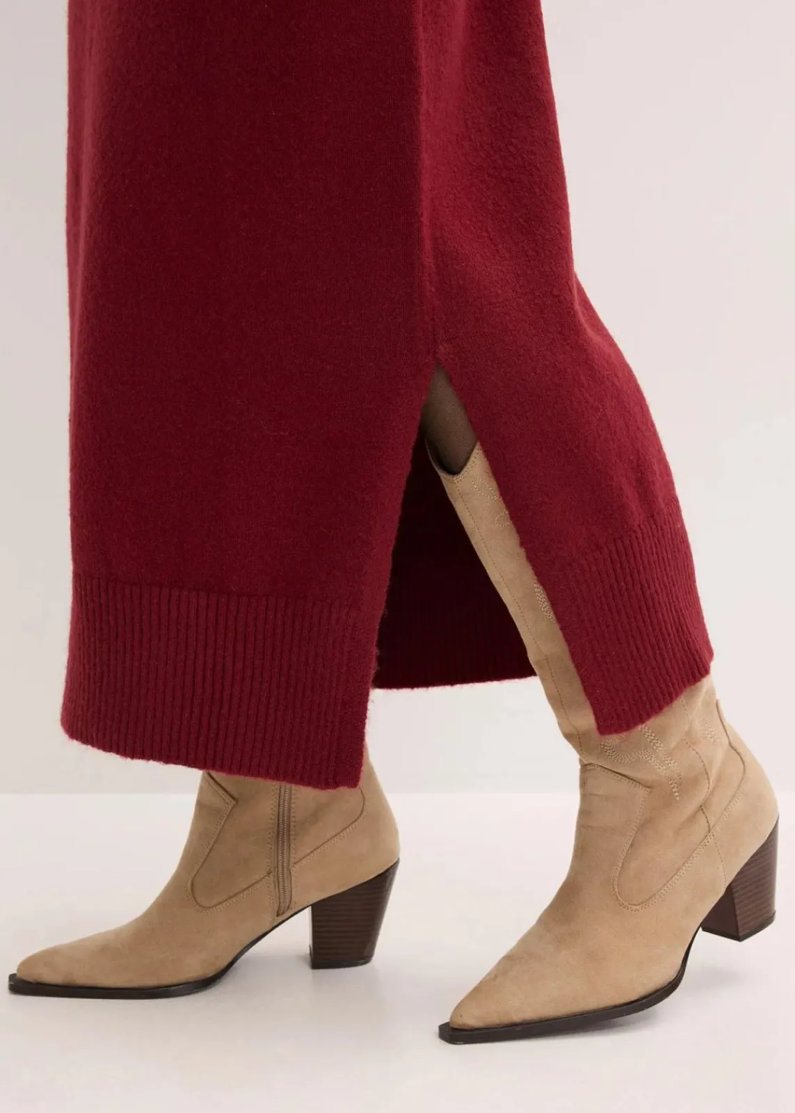 bonprix Strickmode|Kleider^Oversized Strickkleid in Midilänge rubinrot